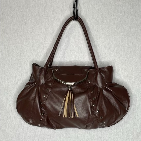 no brand Handbags - Kiss lock  ,hobo ,studded, brown leather shoulder bag